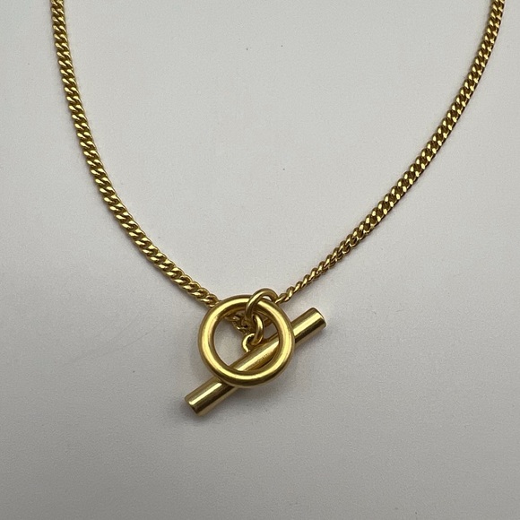 Madewell Gold Tone Toggle Chain Necklace Basic Preppy Circle Bar Minimalist - Picture 3 of 7